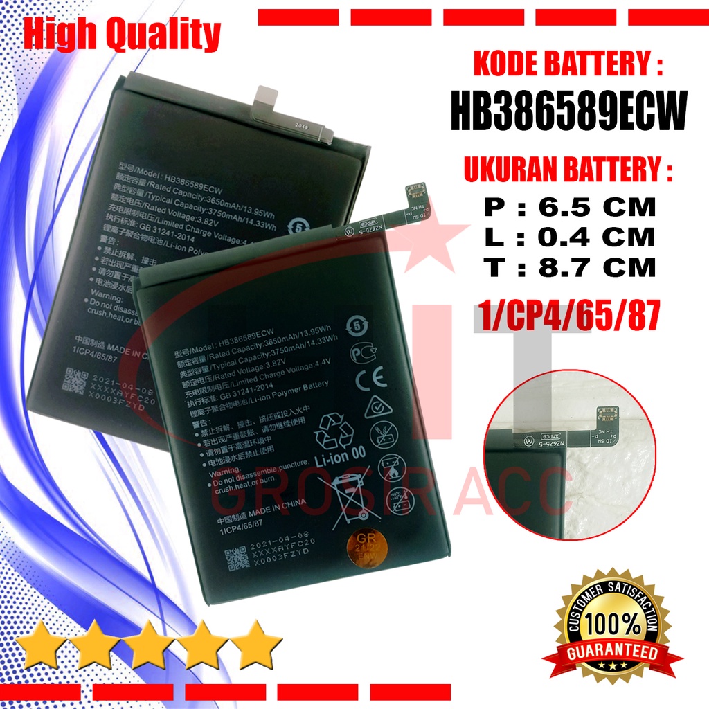 Baterai Battery HB386589ECW For Honor 8X / 8 View / P10+ P10