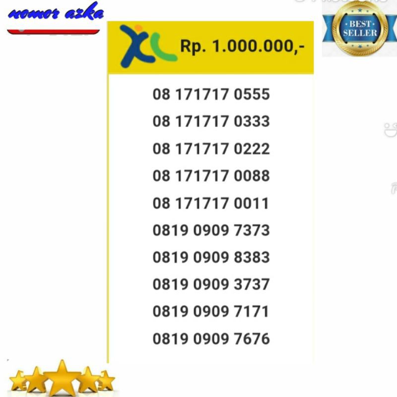Nomor cantik XL 08 171717 0555 seri Triple 555 rapi Bsm04