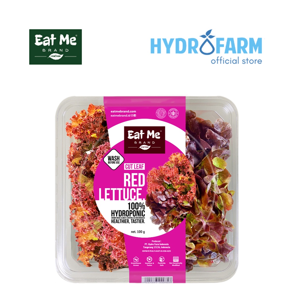 

Eat Me Brand - Cut Leaf Red Lettuce Merah Potongan Hidroponik (100g)