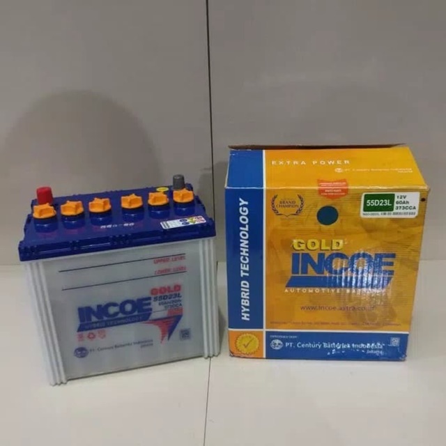 Aki mobil Accu 55D23L incoe gold Accu siap pakai 60ah ampere