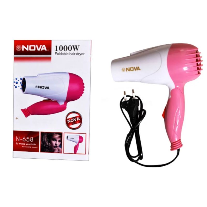 Hair Dryer Mini Lipat Alat Pengering Rambut NOVA N-658 Hairdryer Low Watt