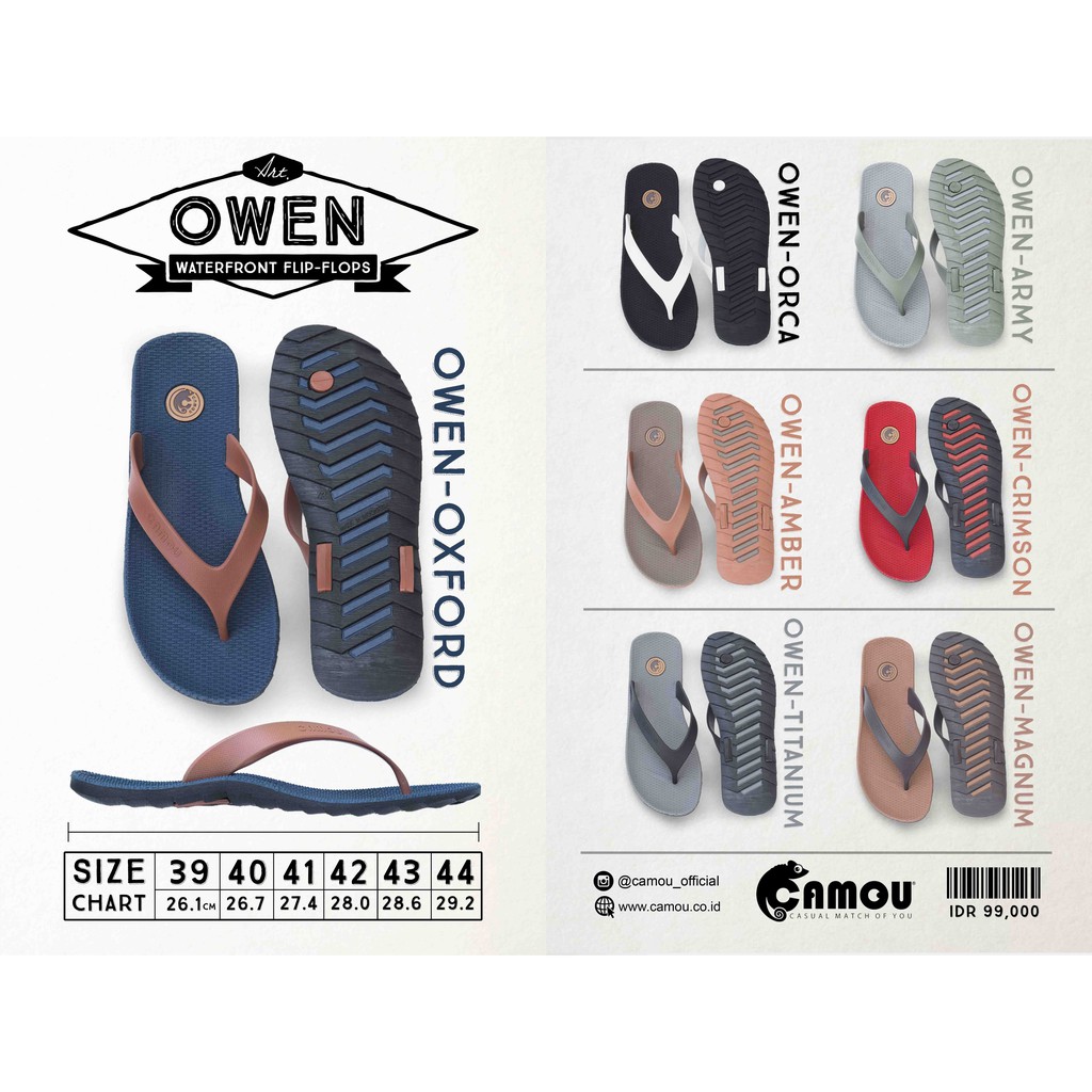 OWEN BLK WHT ORCA - Sandal Jepit Pria CAMOU Hitam &amp; Putih