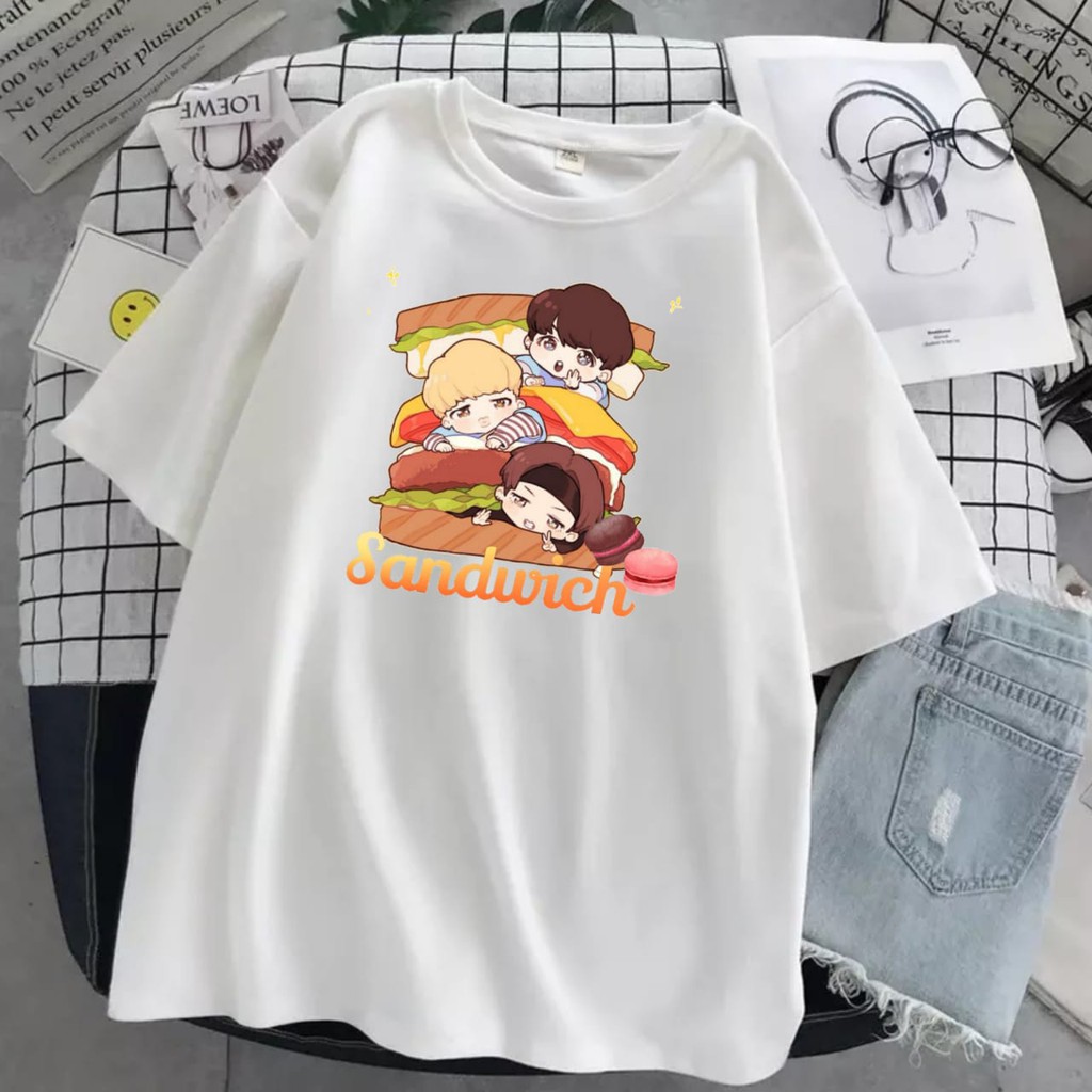 Kaos BTS Butter Wanita Oversize Big Size Murah Bt21 Anak Jimin Original Jumbo Freebies Gambar Sandwi