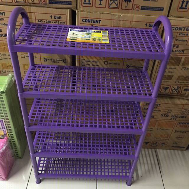 Rak sepatu plastik susun 5