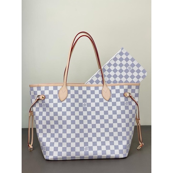 LV NEVERFULL MM DAMIER AZUR - GOLD HARDWARE WITH ORIGINAL LEATHER