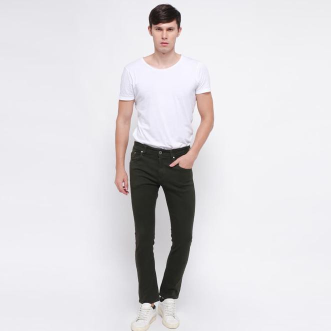 Edwin Celana Jeans 506-37-Army Slim Fit Pria Panjang Green Army - Hijau Tua, 28