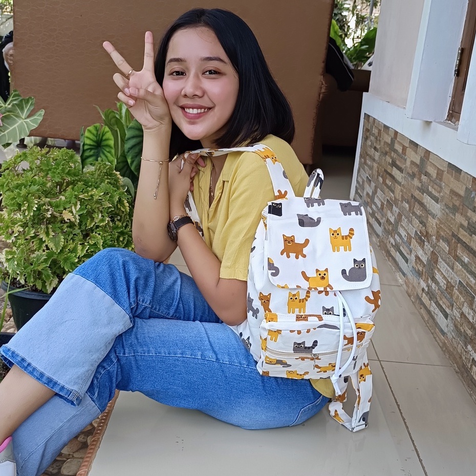 Ransel Serut//Tas Wanita/Tas Ransel Wanita//Tas Serut Wanita//Tas Kanvas//Tas Sekolah//Tas Lucu//Ran