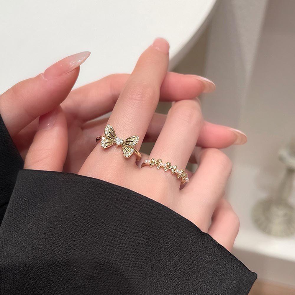 Mxbeauty Wanita Pembukaan Cincin Pesta Sederhana Untuk Gadis Tembaga Temperamen Buku Jari Rings