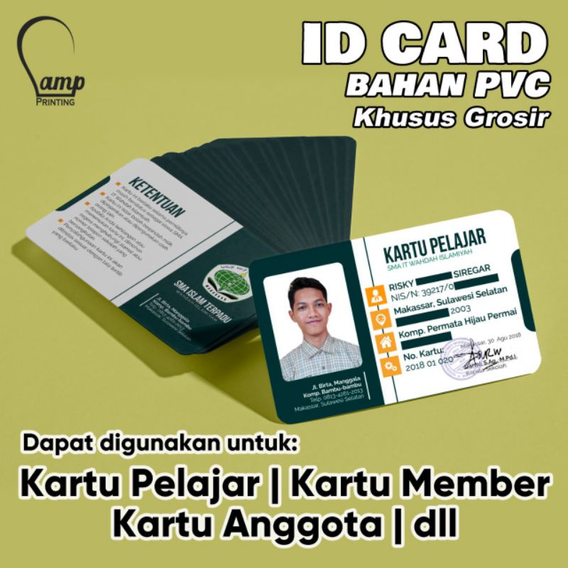 

ID CARD PVC GROSIR | KARTU PELAJAR | KARTU MEMBER | KARTU ANGGOTA | ID CARD