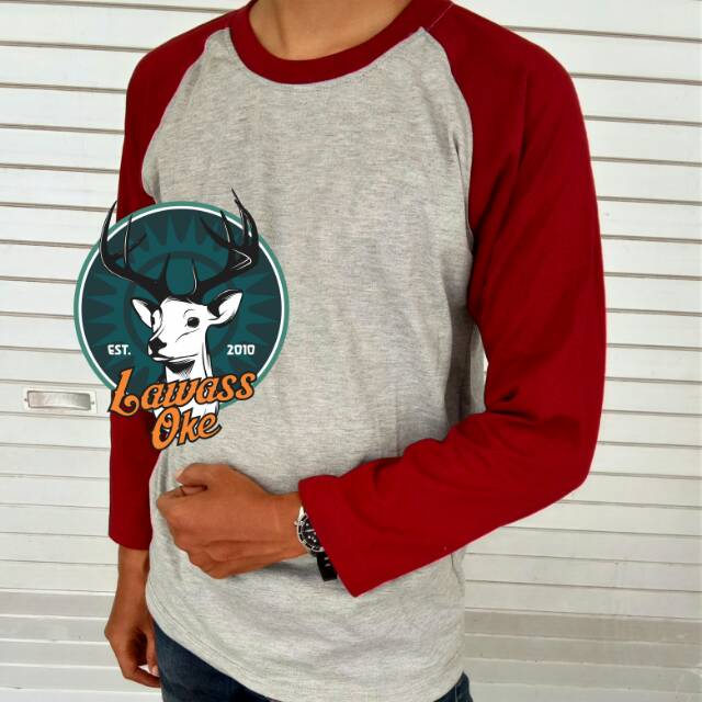 Download Raglan Abu Misty Marun Panjang / ragelan / kaos / baju raglan | Shopee Indonesia