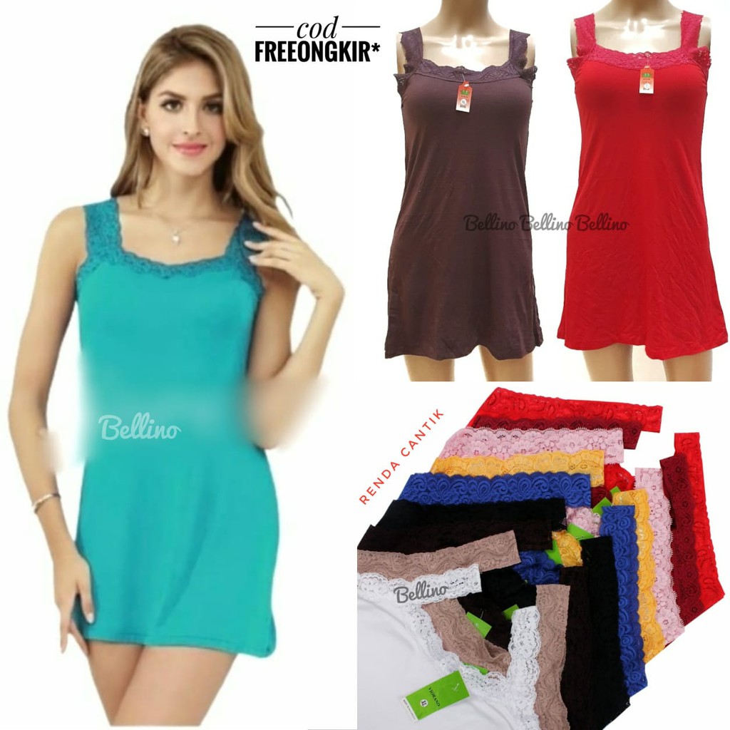 Termurah Tanktop Wanita Renda Panjang Super Soft Allsize Camisol Renda Longdress Renda Tangtop Tali