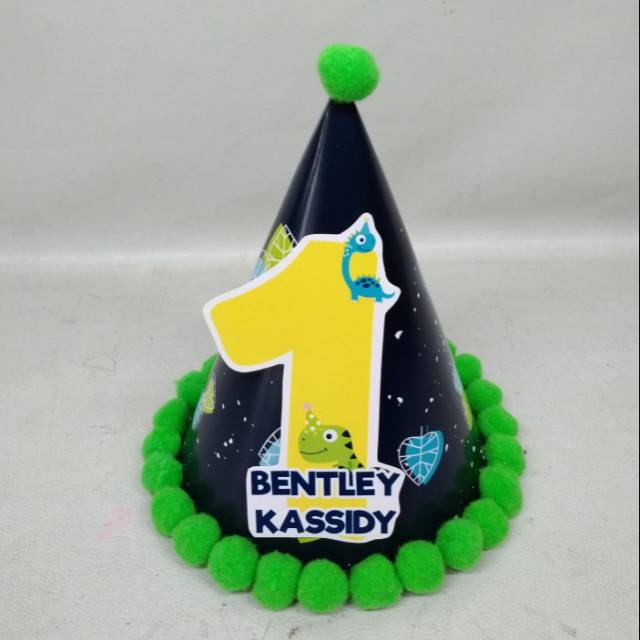 Topi spesial dino / topi ultah kerucut dino