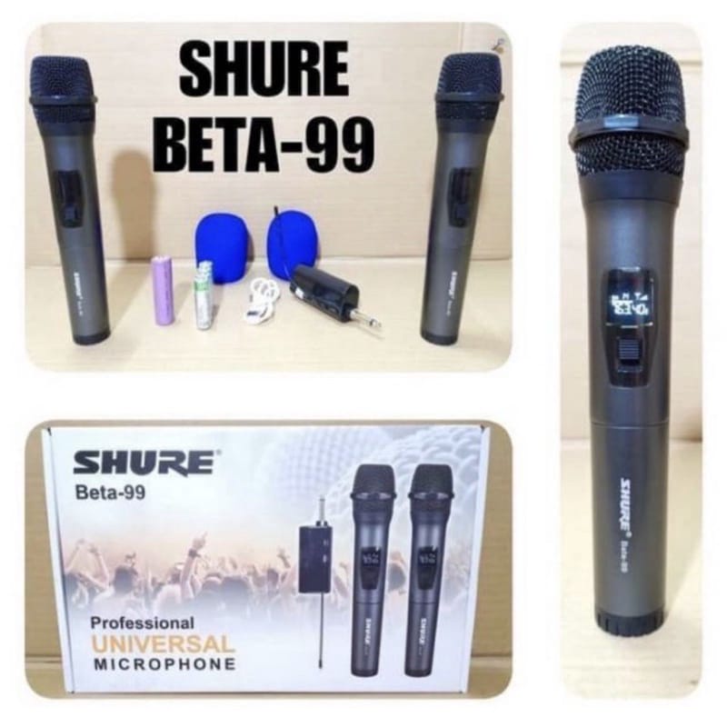 mic wireless mik wireless karaoke nyanyi shure beta 99 uhf