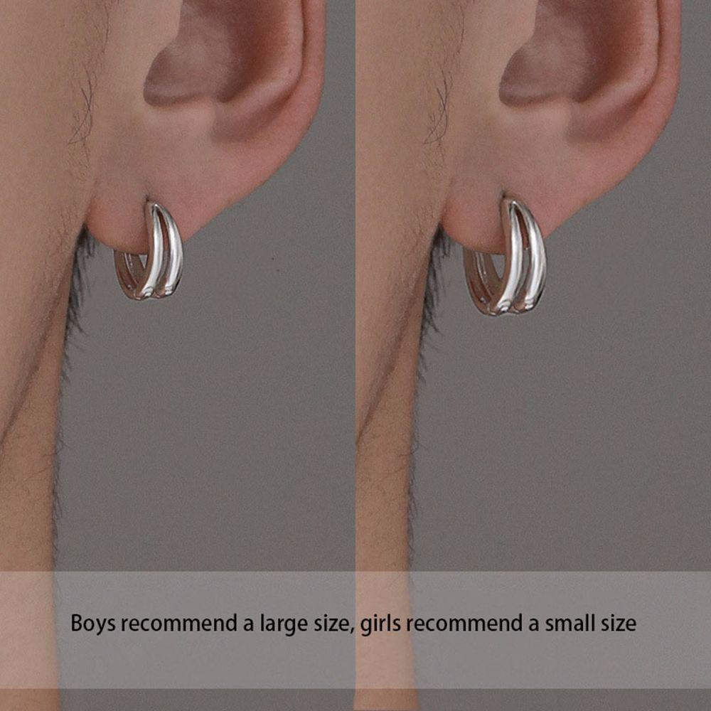 Needway Pria Anting Hoop Kepribadian Sederhana Wanita Berongga Perhiasan Fashion Bulat Gaya Korea Earrings