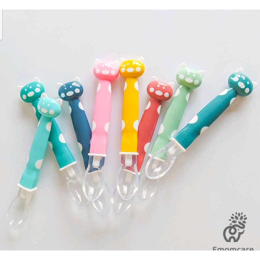 SENDOK MAKAN BAYI SILICONE TAHAN PANAS - SENDOK BAYI KARTUN LUCU BABY SAFETY SPOON - BC