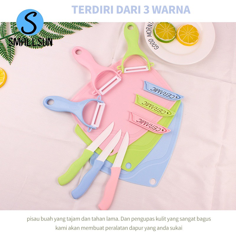 PISAU SET KERAMIK / 3 IN 1 PISAU SET TALENAN / SERUTAN BUAH / ALAT SET DAPUR