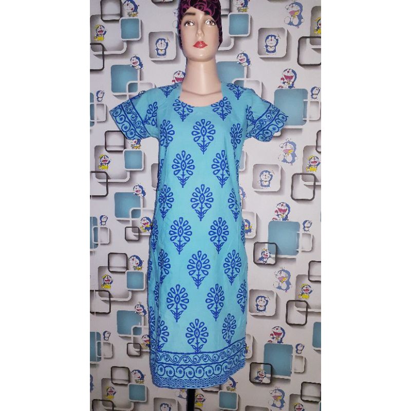 kurti biru motif preloved