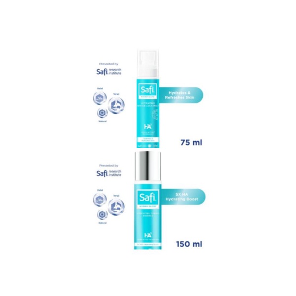 Safi Hydra Glow Hydrating Water Lock Mist 75ml/Safi Hydrating Toning Essence 150ml - Perawatan Wajah