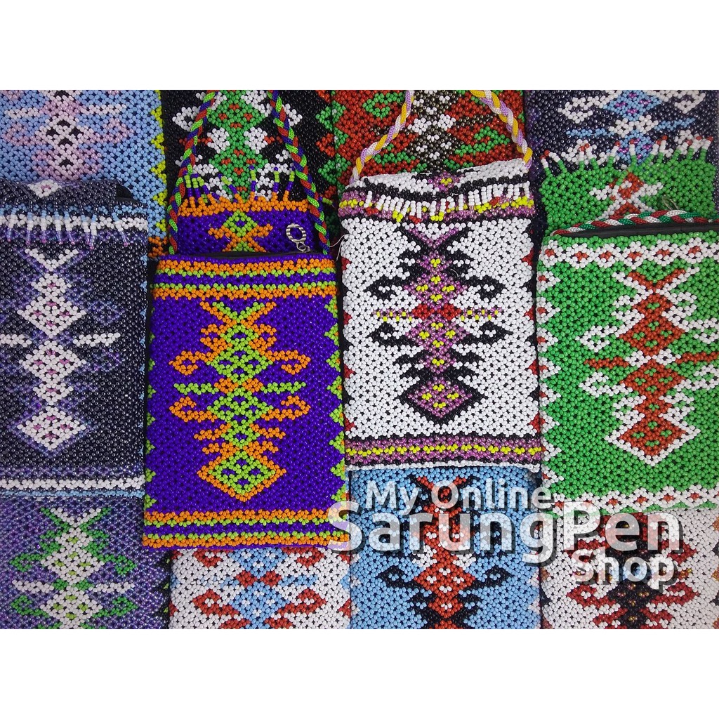 Tas Dompet Selempang Manik-manik Smartphone Android Etnik Dayak Martapura Kalimantan HP Hape iPhone