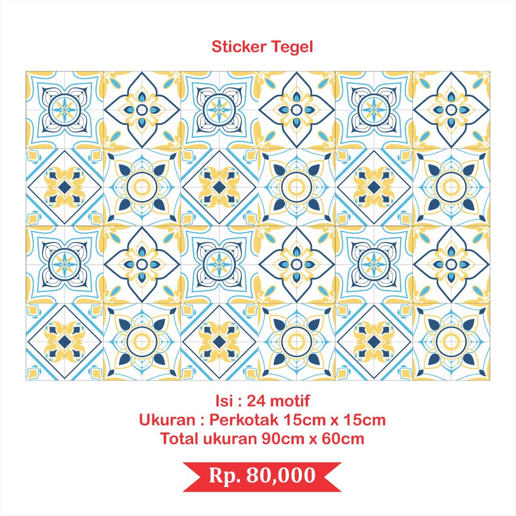 ST - Stiker Tegel Motive 16 / Sticker Lantai Roll / Keramik / Meja / Dapur Anti Minyak / uk. 90x60cm