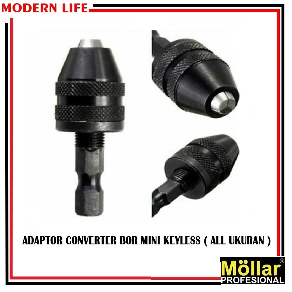 Adaptor Converter Hex Shank Kepala Bor Mini Keyless ( Semua Ukuran )