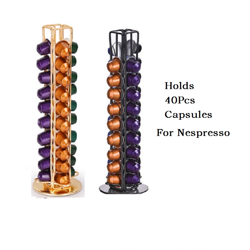 40 Capsul Tempat Kapsul Kopi Untuk Nespresso Coffee Capsule Holder Rotating Tower Rack