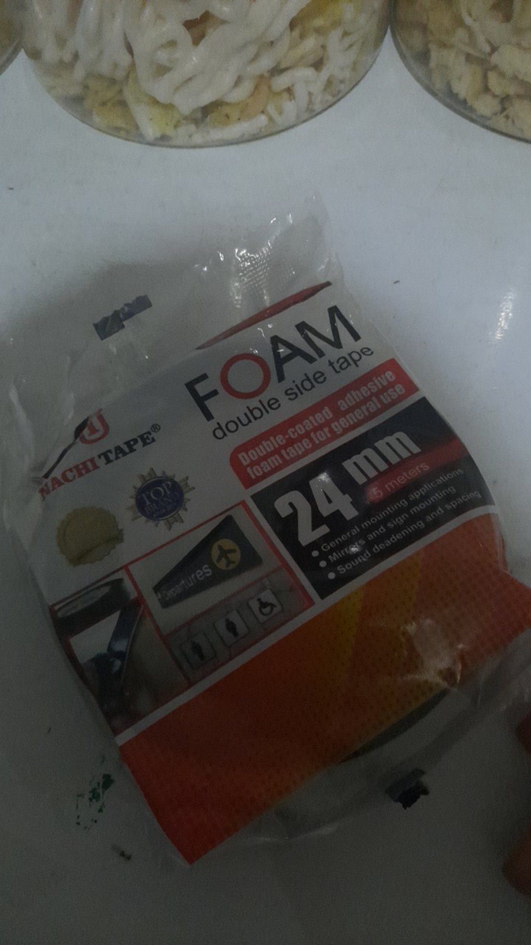 Double Tape Foam Lebar (2,4cm) 24mmx5m Isolasi Bolak Balik Spon Perekat Lampu Led Strip Lengket