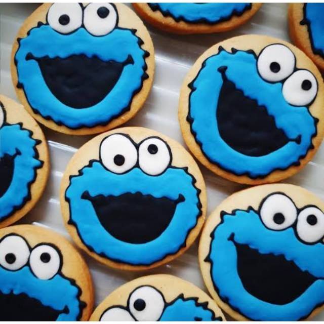 

IHANALICIOUS Butter Cookies Tema Elmo Biru Sesame Street (kukis hias karakter)