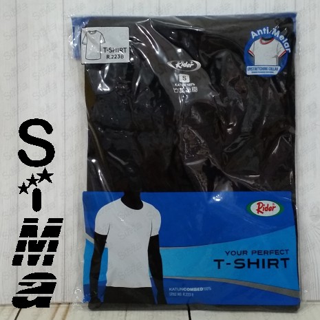 Oblong T-shirt Pria Rider Hitam R 223 R223 Kerah Bulat