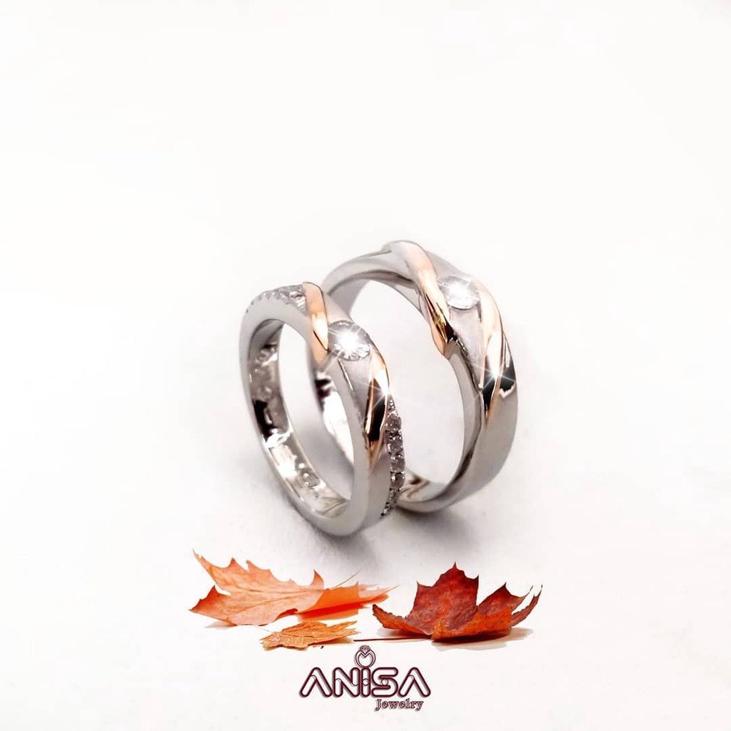 Cincin Nikah Couple Palladium dan Emas Putih Salur Exclusive