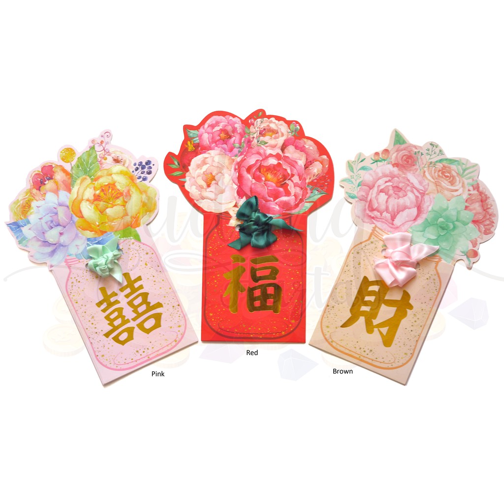 Angpao Buket Bunga Wedding Birthday Flower Bouquet With Ribbon Lucu Unik GH 311392