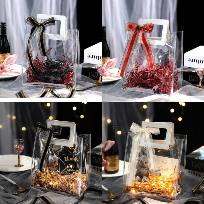 

NEW TOTE BAG TRANSPARAN / TAS PLASTIK BENING PVC / GOODIE BAG PVC BESAR - Putih