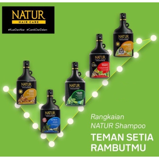 [SHAMPOO | 80ML | 140ML | 270ML] [BPOM] NATUR Natural Extract Shampoo Ginseng | Aloe Vera | Tea Tree Oil | Olive Oil &amp; Vitamin E | Moringa Oleifera &amp; Sweet Almond - 80ml / 140ml / 270ml