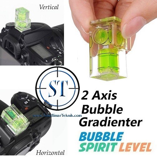 Bubble Spirit Hot Shoe Fixed Level 2 Axis Gradienter for Canon, Nikon Waterpass Kotak Round Kemiringan Ukur Cair