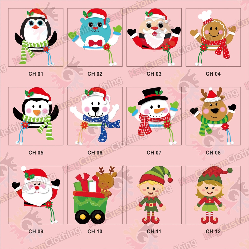 

Stiker Sablon Setrika Christmas / Sticker Sablon Gosok print DTF / STICKER GOSOK TEMPEL KARTUN