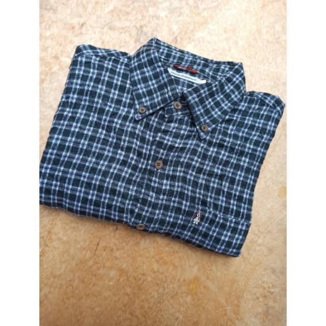  Kemeja  Flannel Hush  Puppies  L hitam garis putih  Shopee 