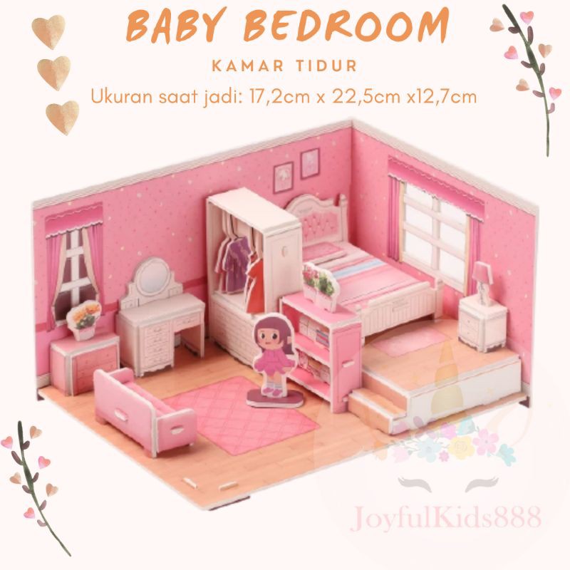 Mainan Edukasi Anak Puzzle 3D Miniatur DIY Jigsaw Besar Part 1 Seri Interior Rumah-Baby Bedroom