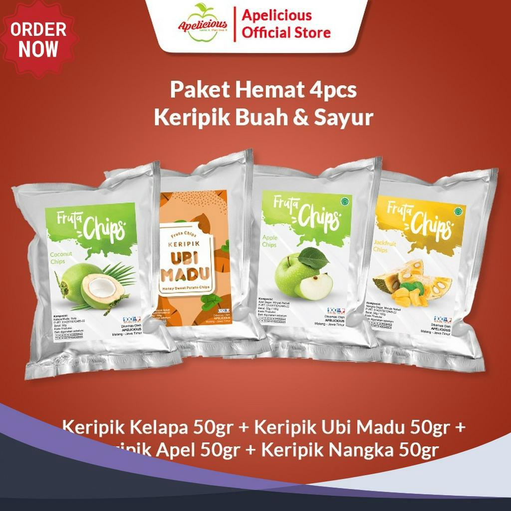 

NEW PRODUCT APELICIOUS Paket HEMAT Keripik 4pcs NANGKA APEL KELAPA UBI MADU