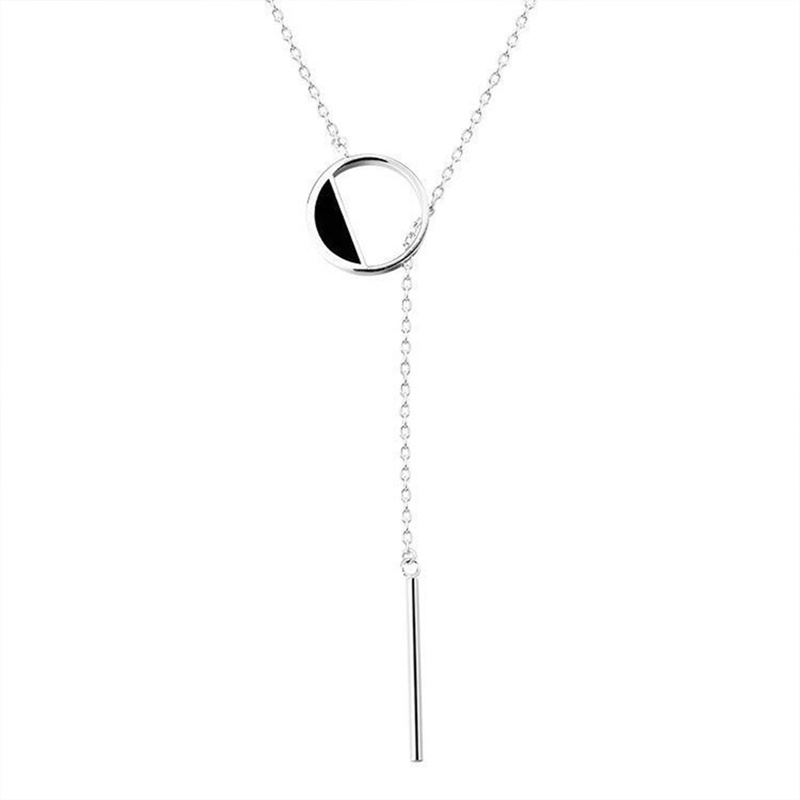 Kalung Choker Bahan Sterling Silver 925 Bentuk Bulat Persegi Panjang Untuk Wanita