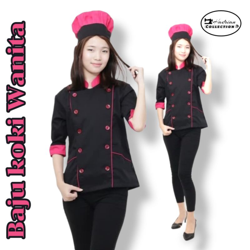 Baju Masak Baju Koki baju chef Uniform chef profesional pria dan wanita Polos dan Custom - Bisa Request warna