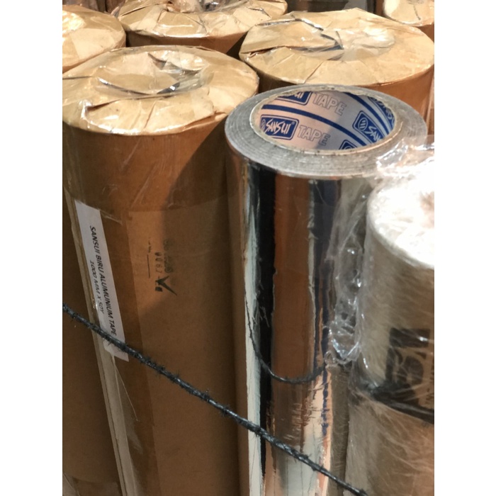 

Spesial Aluminium Tape Sansui 1M 50 Yard Pembalut Panas Isolasi Lakban Alum Gilaa!!!