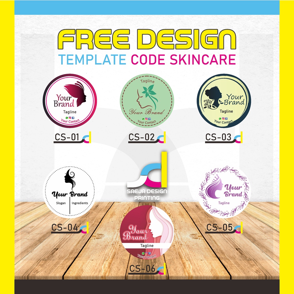 

Stiker Label Skincare Free Design Custom A3+ Vinil, Transfaran