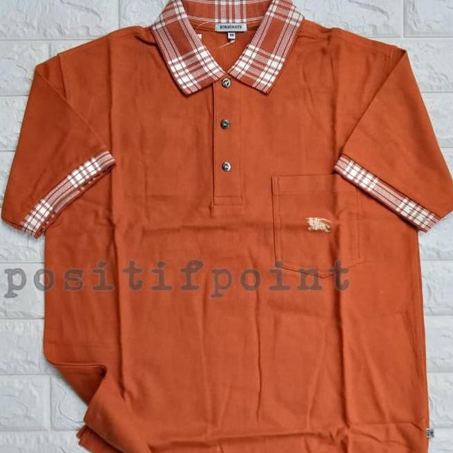 Dsbf Burberry Kaos Polo Premium Promo + Free Cover Bag - Orange, M Ykng