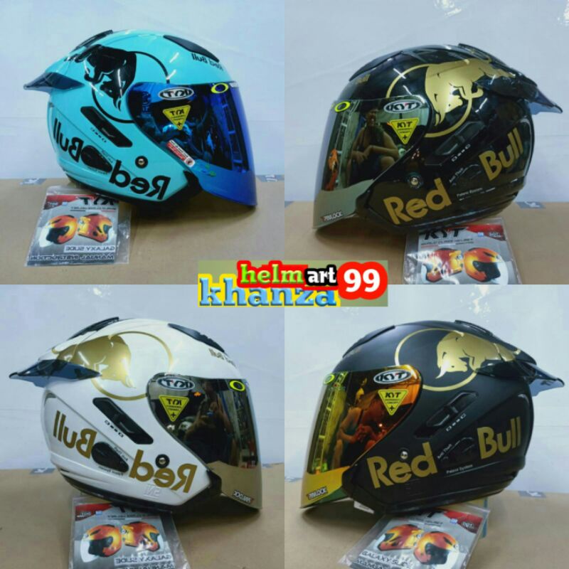 HELM KYT GALAXY FLAT R DOBEL VISOR PAKET GANTENG/RED BULL VISOR IRIDIUM FLAT// STIKER SET SPOILER