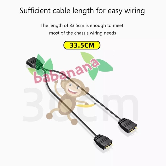 Coolmoon 5v 3 pin argb 1 to 2 splitter kabel cabang led kipas fan pc