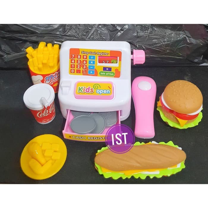 PROMO COD Mainan Anak Kasir kasiran Fast Food Mini register &amp; Burger LK15 - Permainan Seru Anak Mesin Kasir Supermarket Jualan Murah