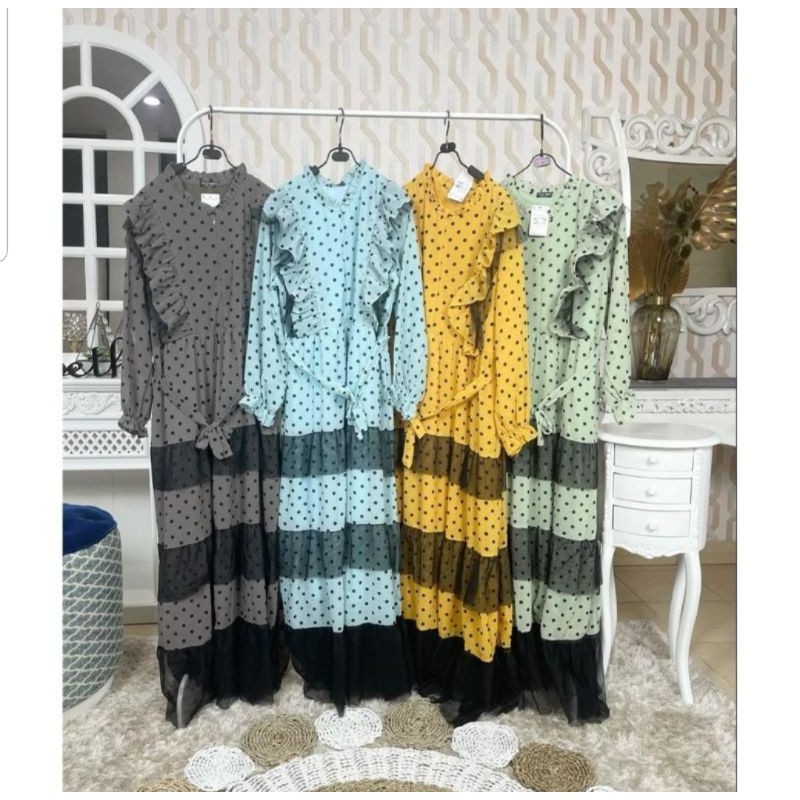 Gamis Tutu Polka meijiwang ORi premium