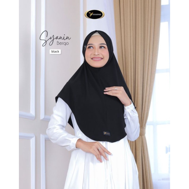 (BISA COD) JILBAB INSTAN POLOS / BERGO SYANIN YESSANA-Hitam
