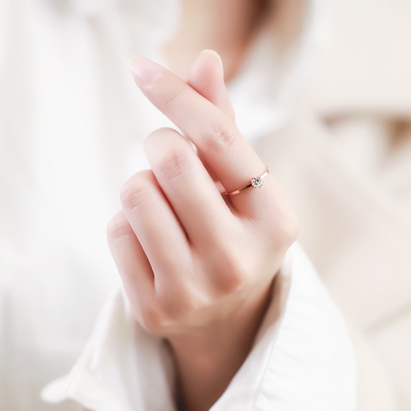 Cincin Titanium Wanita Anti Karat Emas Berlian 1 karat Korea Perhiasan