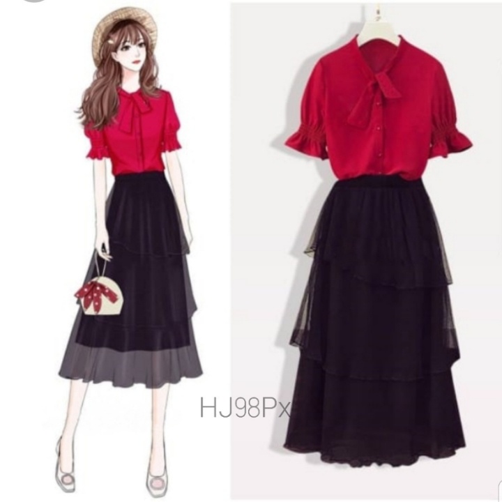 *[VLFK] Setelan Dress Pesta / One Set Wanita / Setelan Rok dan Baju / Setelan Terbaru Wanita